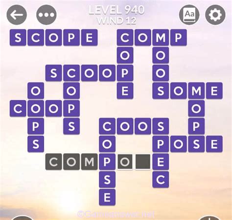 a good word puzzle game that help english practice. . Wordscapes level 940